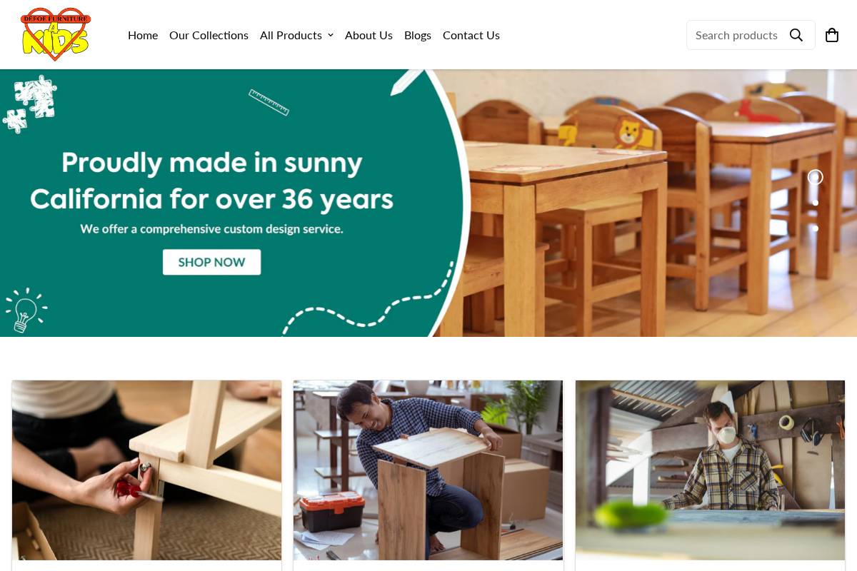 defoefurniture4kids.com homepage screenshot