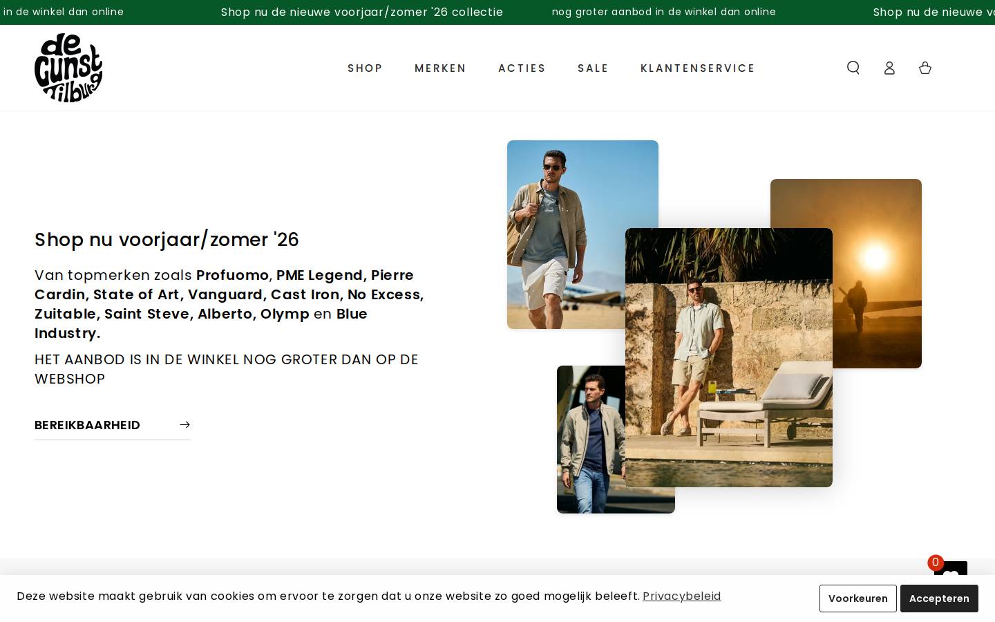 De Gunst mannenmode homepage screenshot