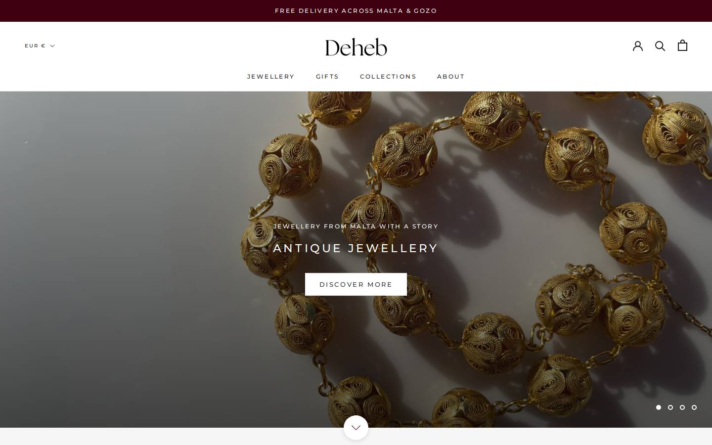 Dehebjewellery homepage screenshot