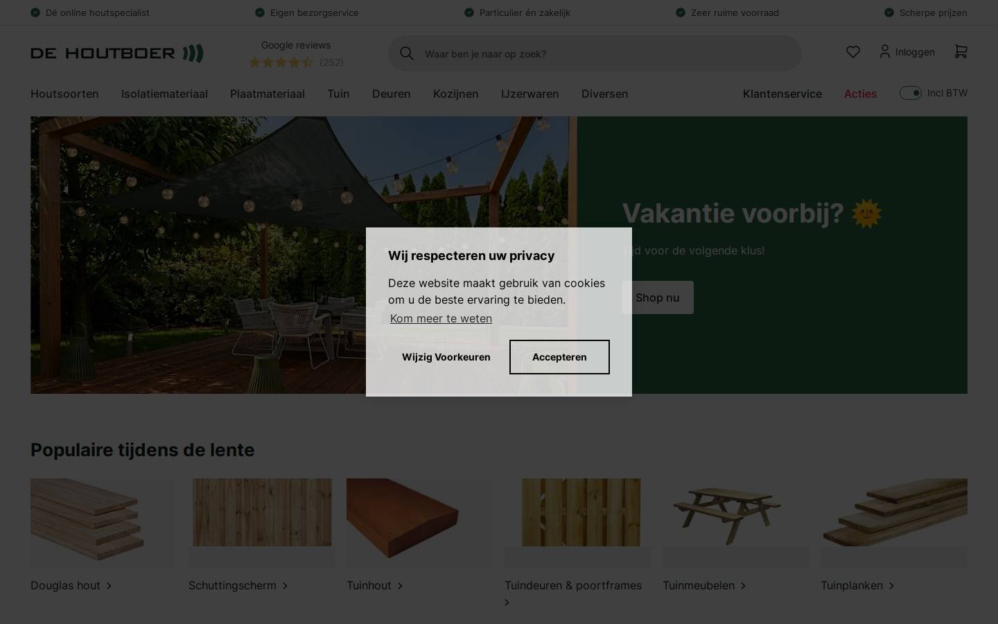 Dehoutboer homepage screenshot