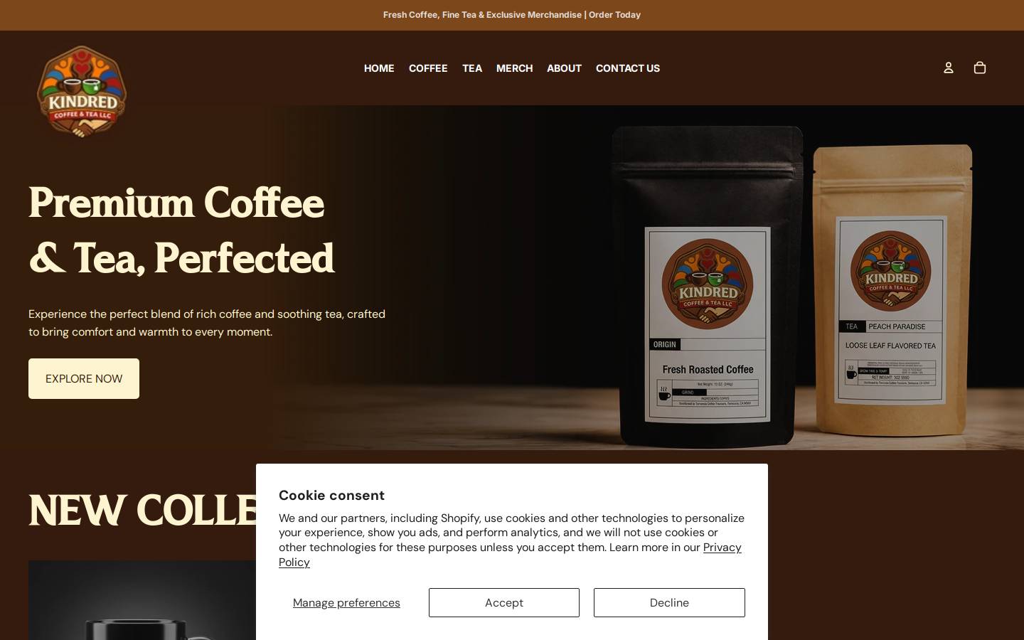 deicoffeeandtea.com homepage screenshot