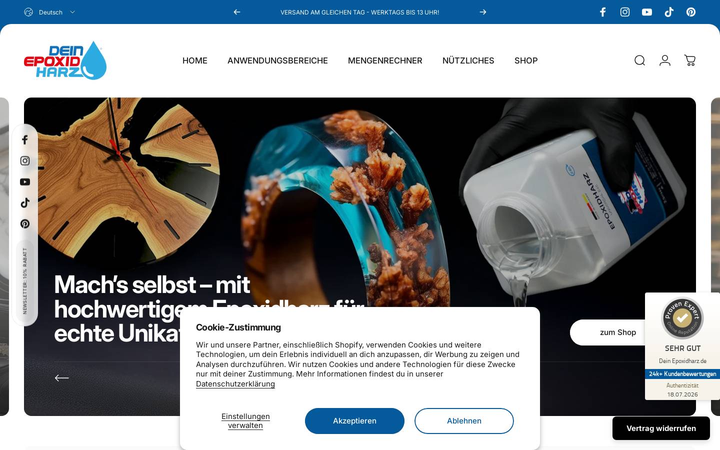 dein-epoxidharz.de homepage screenshot