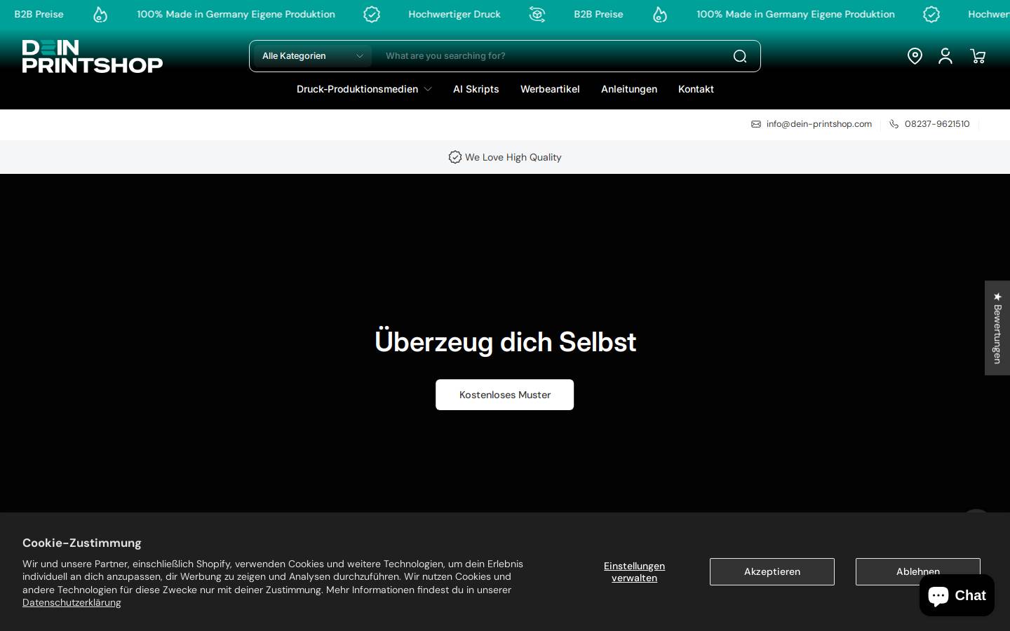 dein-printshop.com homepage screenshot