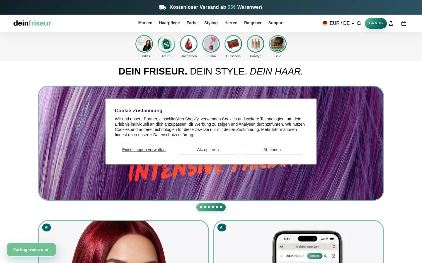 Deinfriseur homepage screenshot