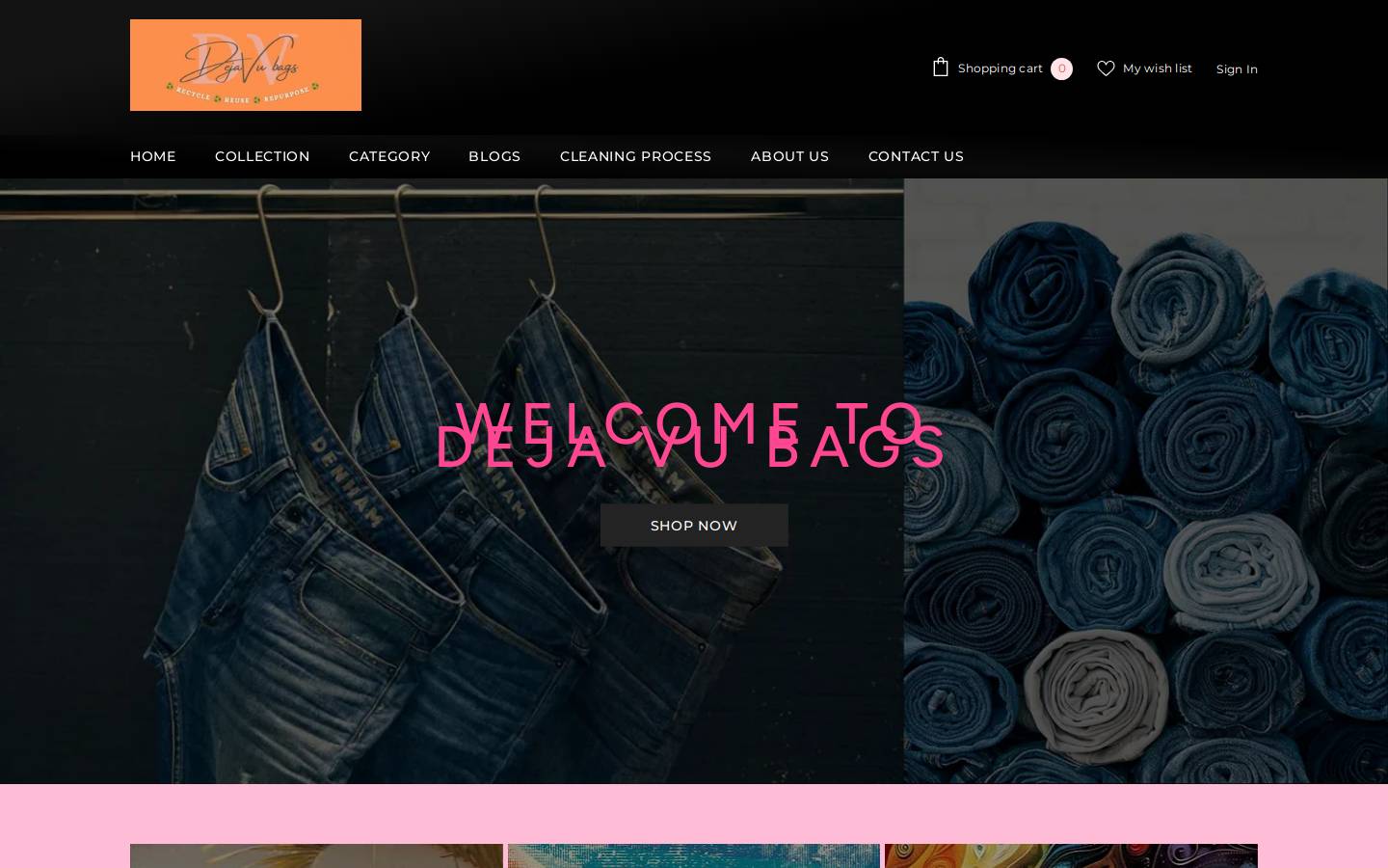 dejavubags.com homepage screenshot