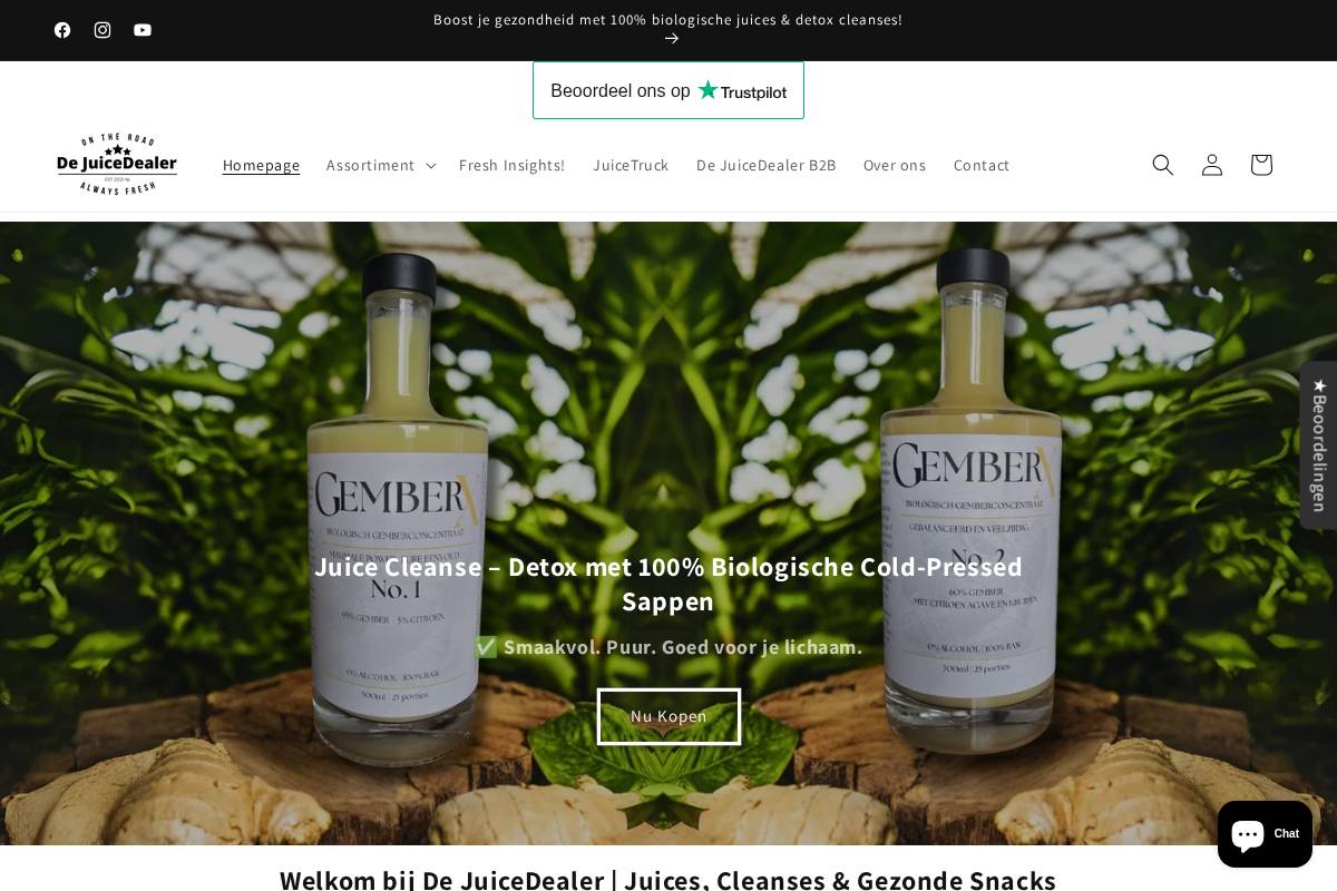 De JuiceDealer homepage screenshot