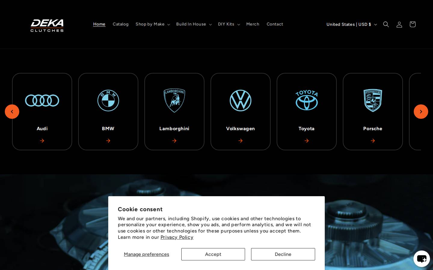 dekaclutch.com homepage screenshot