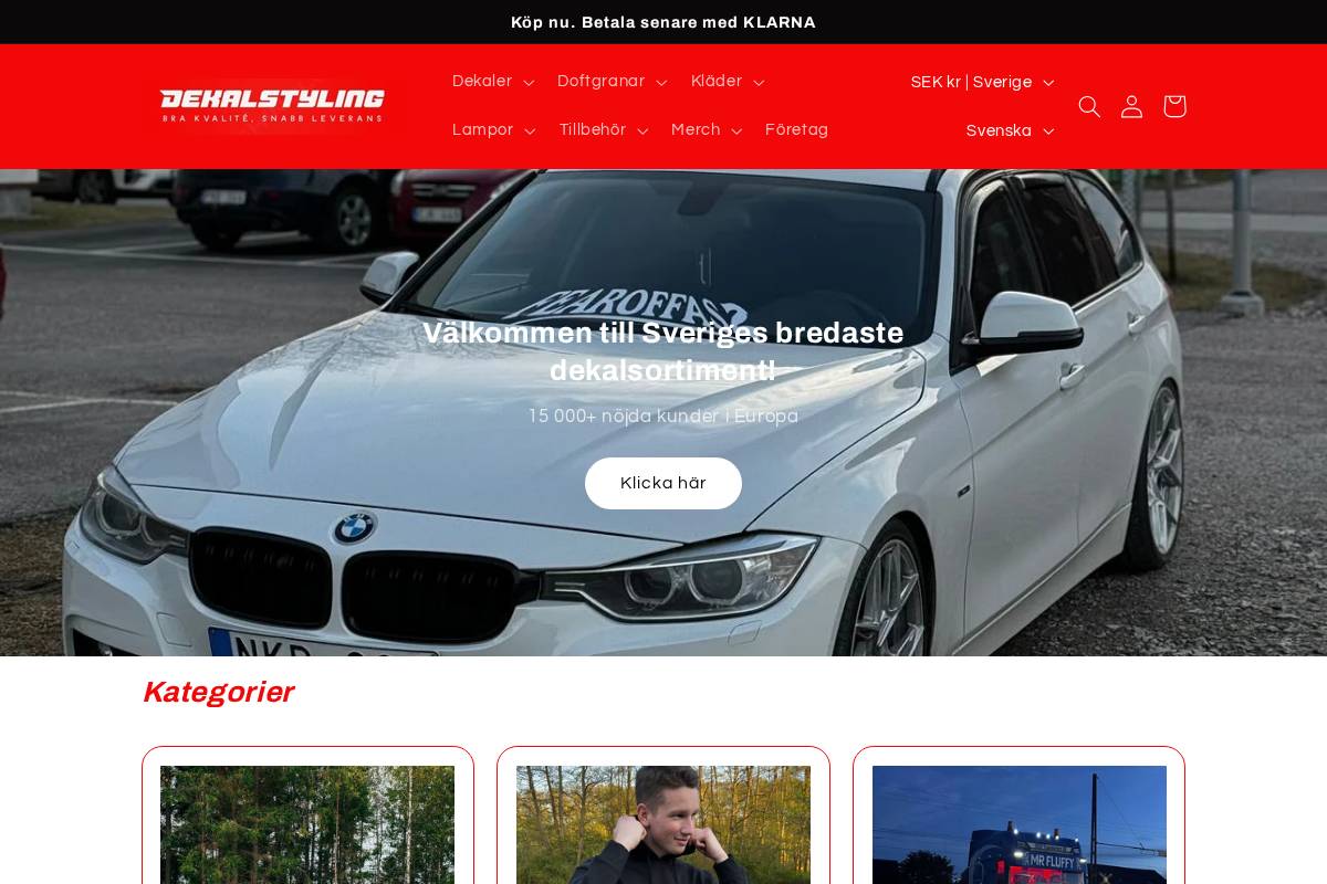Dekalstyling homepage screenshot