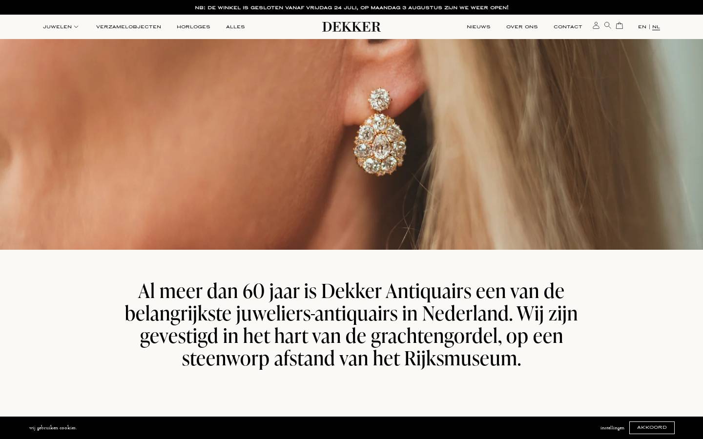 dekkerantiquairs.com homepage screenshot