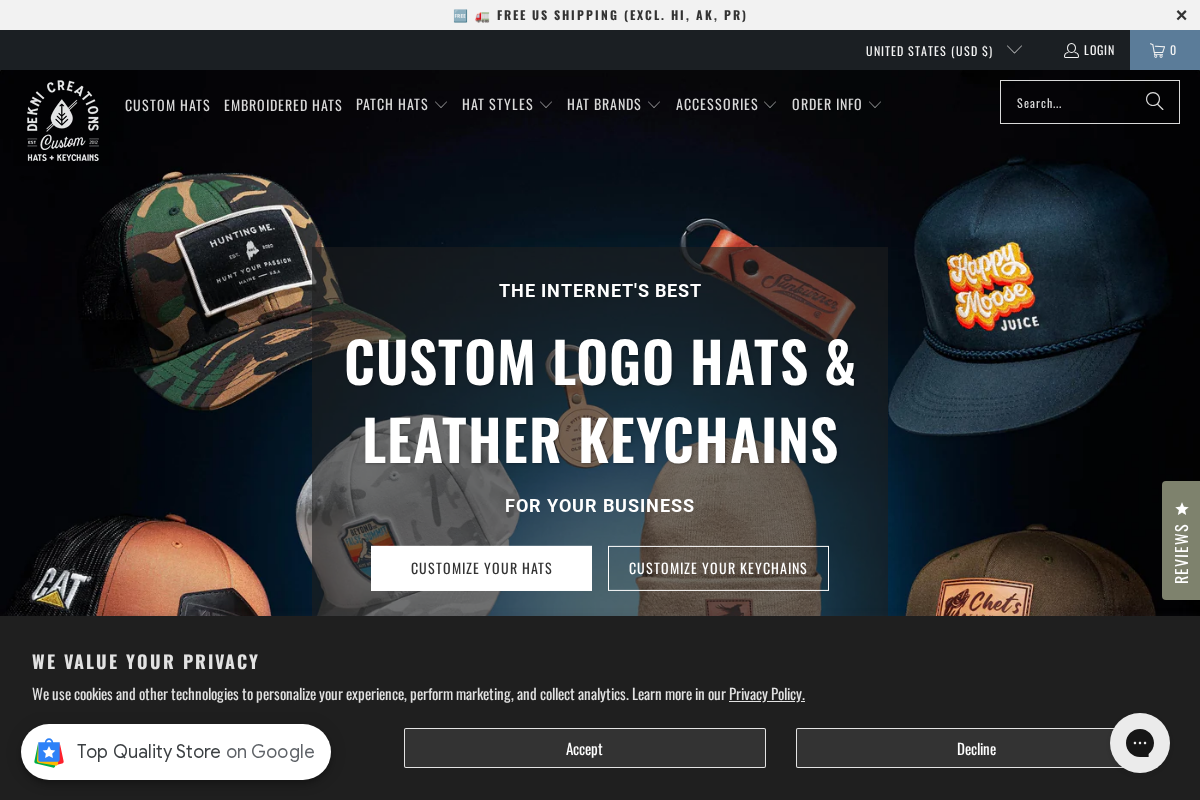 Dekni Creations Inc. homepage screenshot