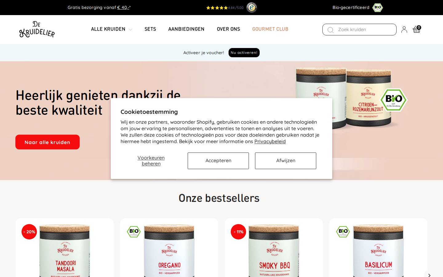 dekruidelier.nl homepage screenshot