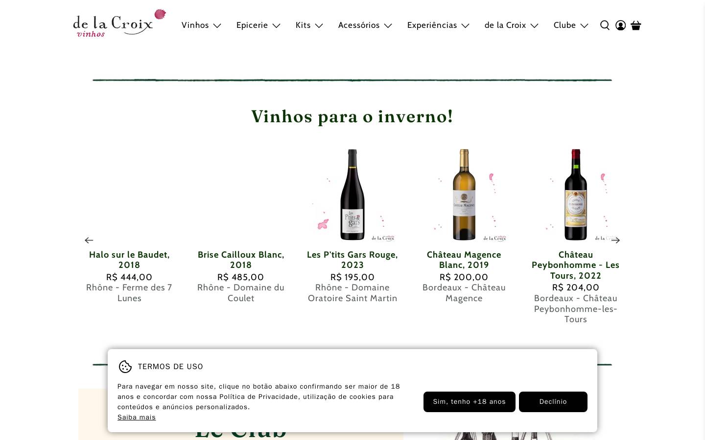 delacroixvinhos.com.br homepage screenshot