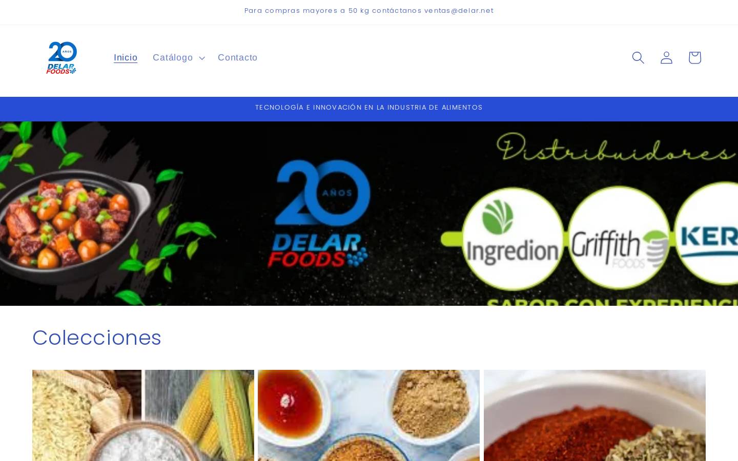 delarfoods.com homepage screenshot