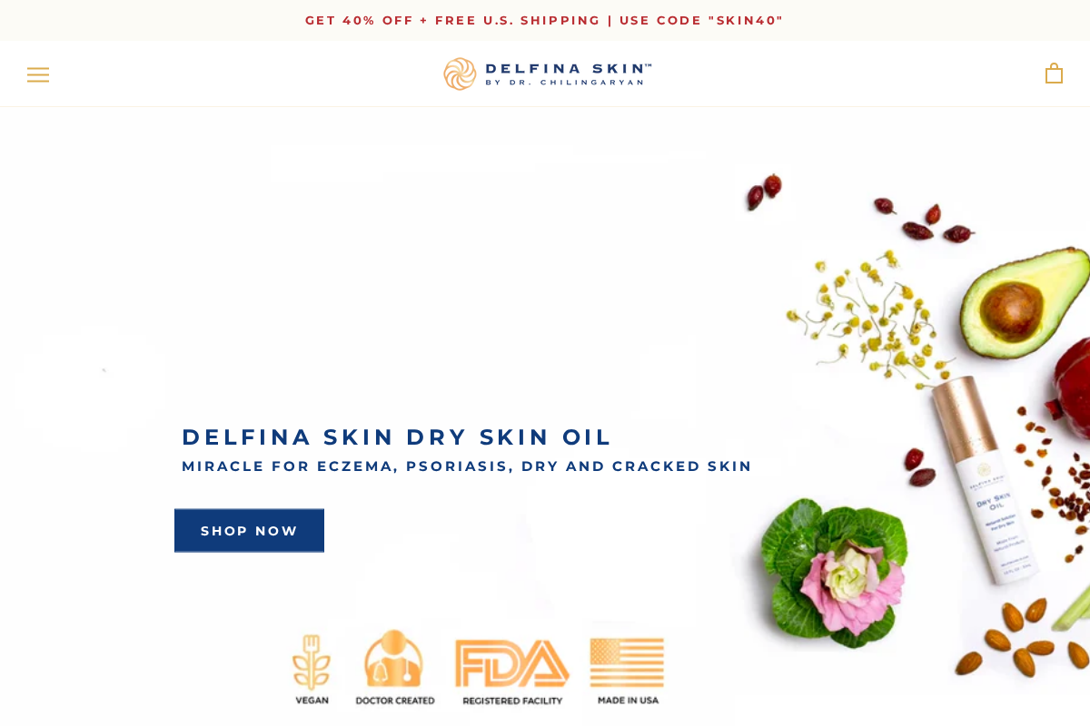 delfinaskin.com homepage screenshot