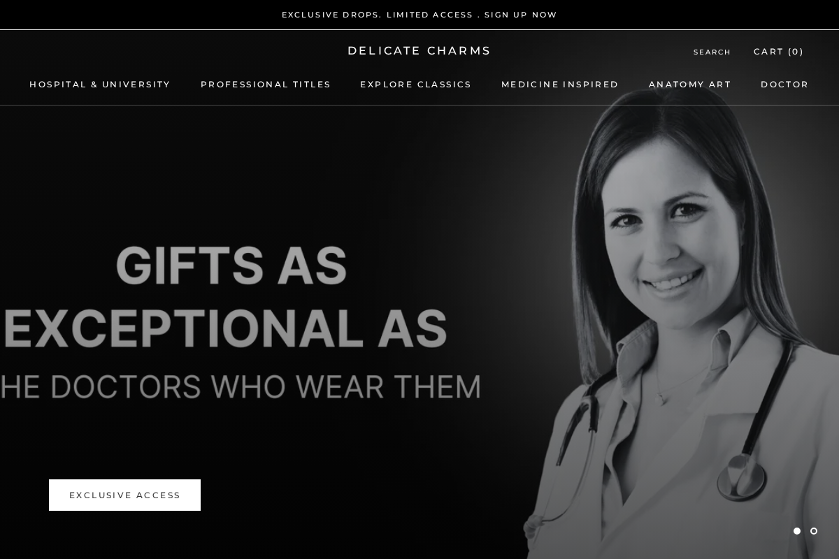 Delicate Charms homepage screenshot