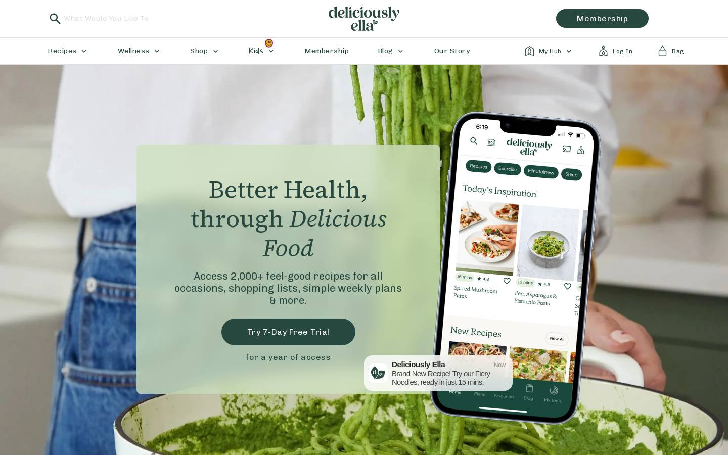 Deliciously Ella homepage screenshot