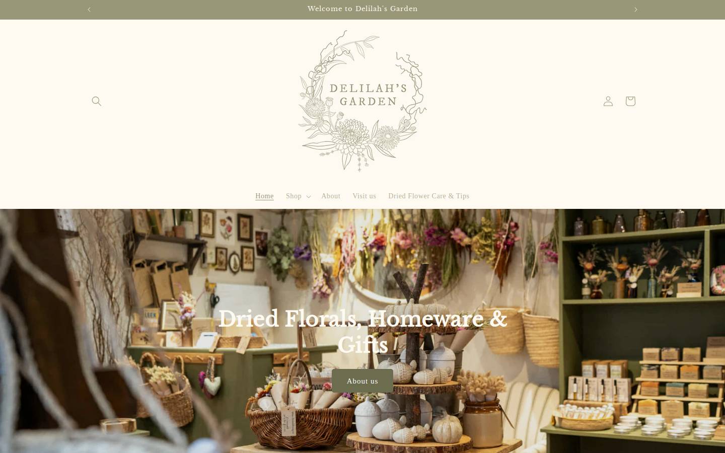 delilahsgarden.com homepage screenshot