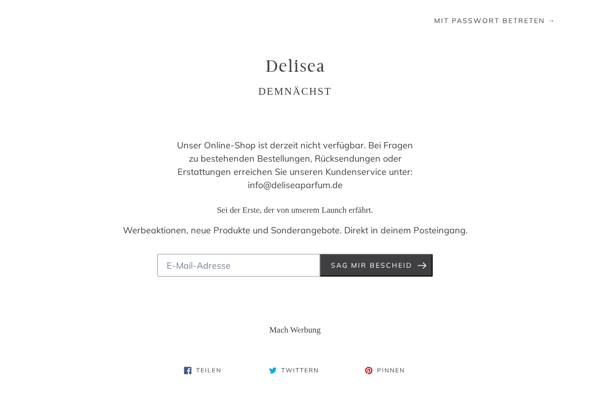 deliseaparfum.de homepage screenshot