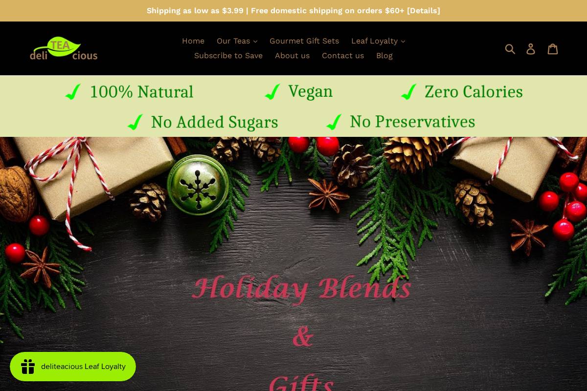 deliteacious.com homepage screenshot