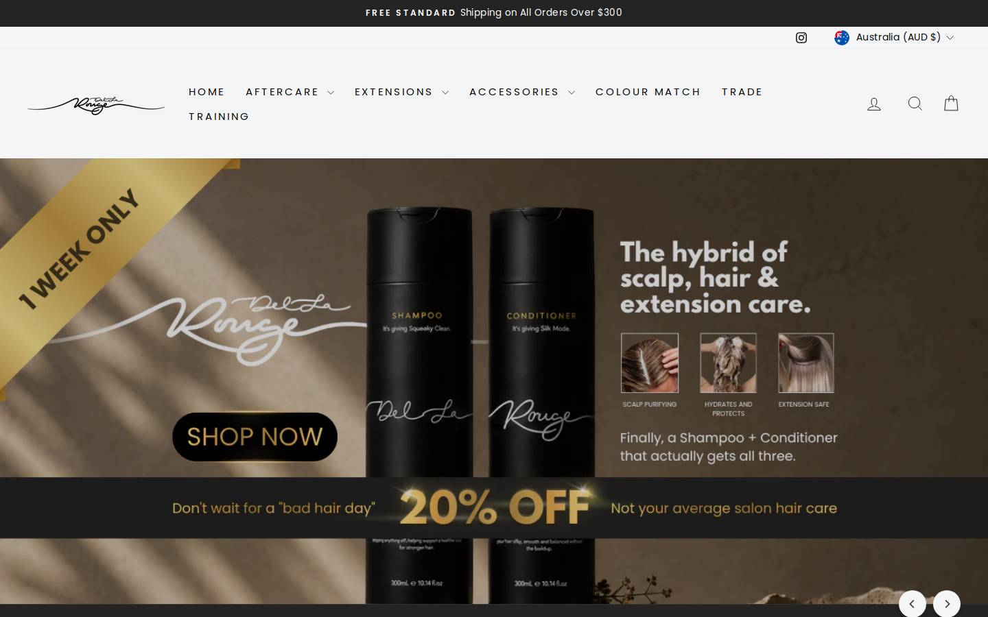 dellarougehairextensions.com homepage screenshot