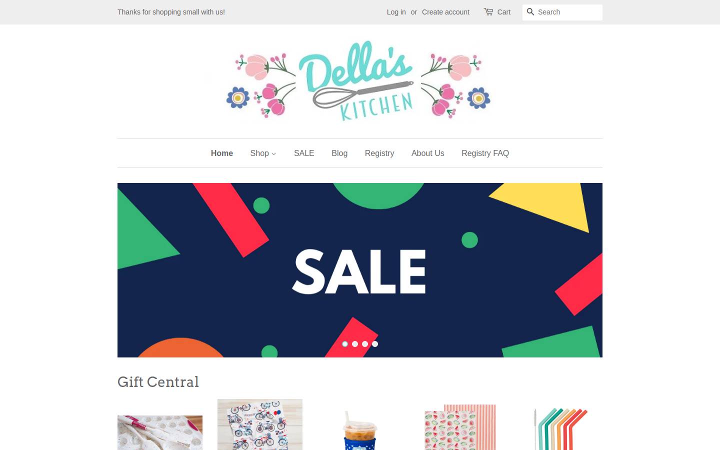 dellaskitchenshop.com homepage screenshot