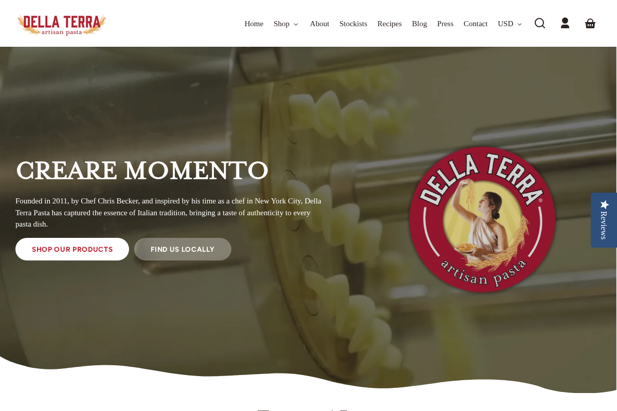 dellaterrapasta.com homepage screenshot