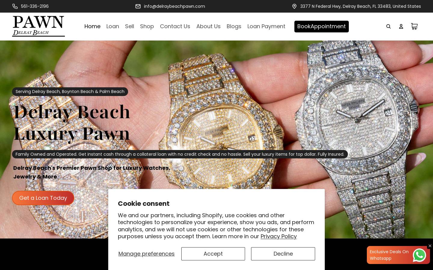 delraybeachpawn.com homepage screenshot