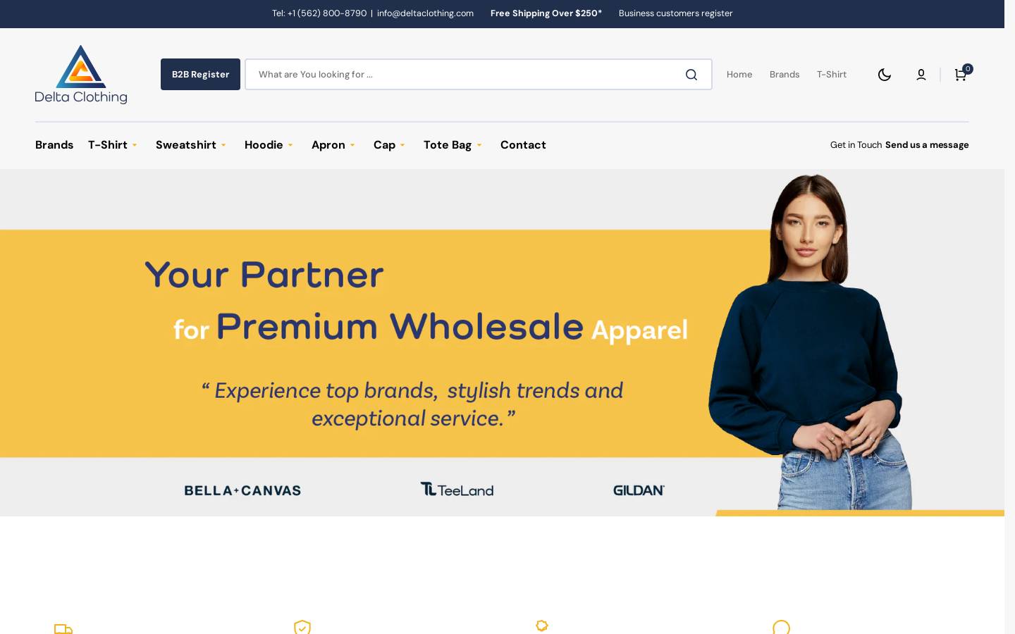 deltaclothing.com homepage screenshot