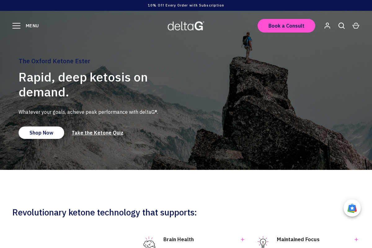 deltaG Ketones homepage screenshot