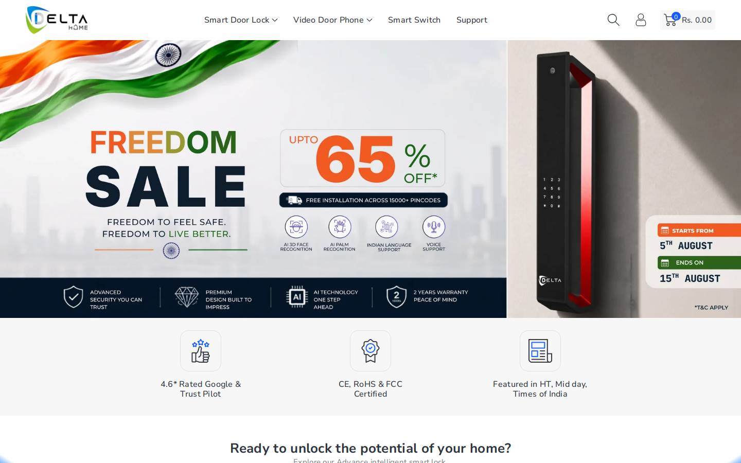 Deltahome homepage screenshot