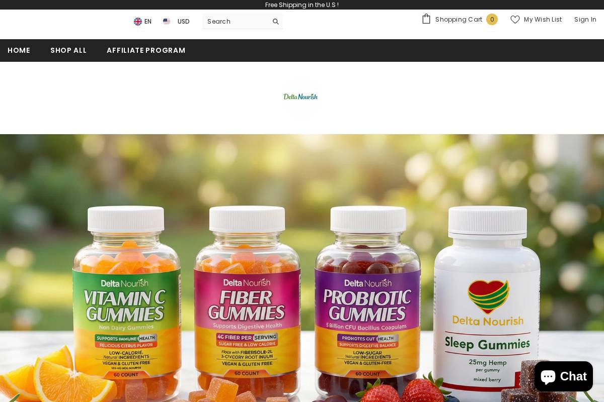 deltanourish.com homepage screenshot