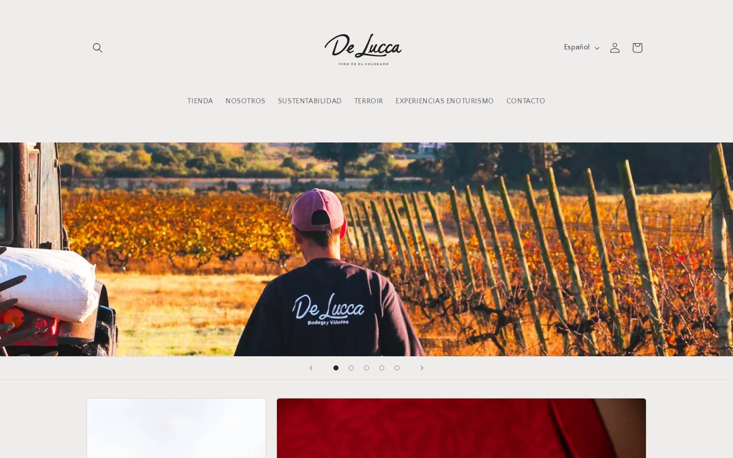 deluccawines.com homepage screenshot