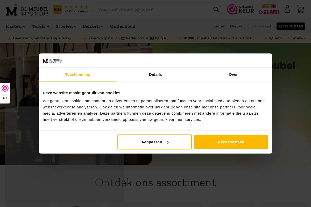 De Meubel Importeur homepage screenshot