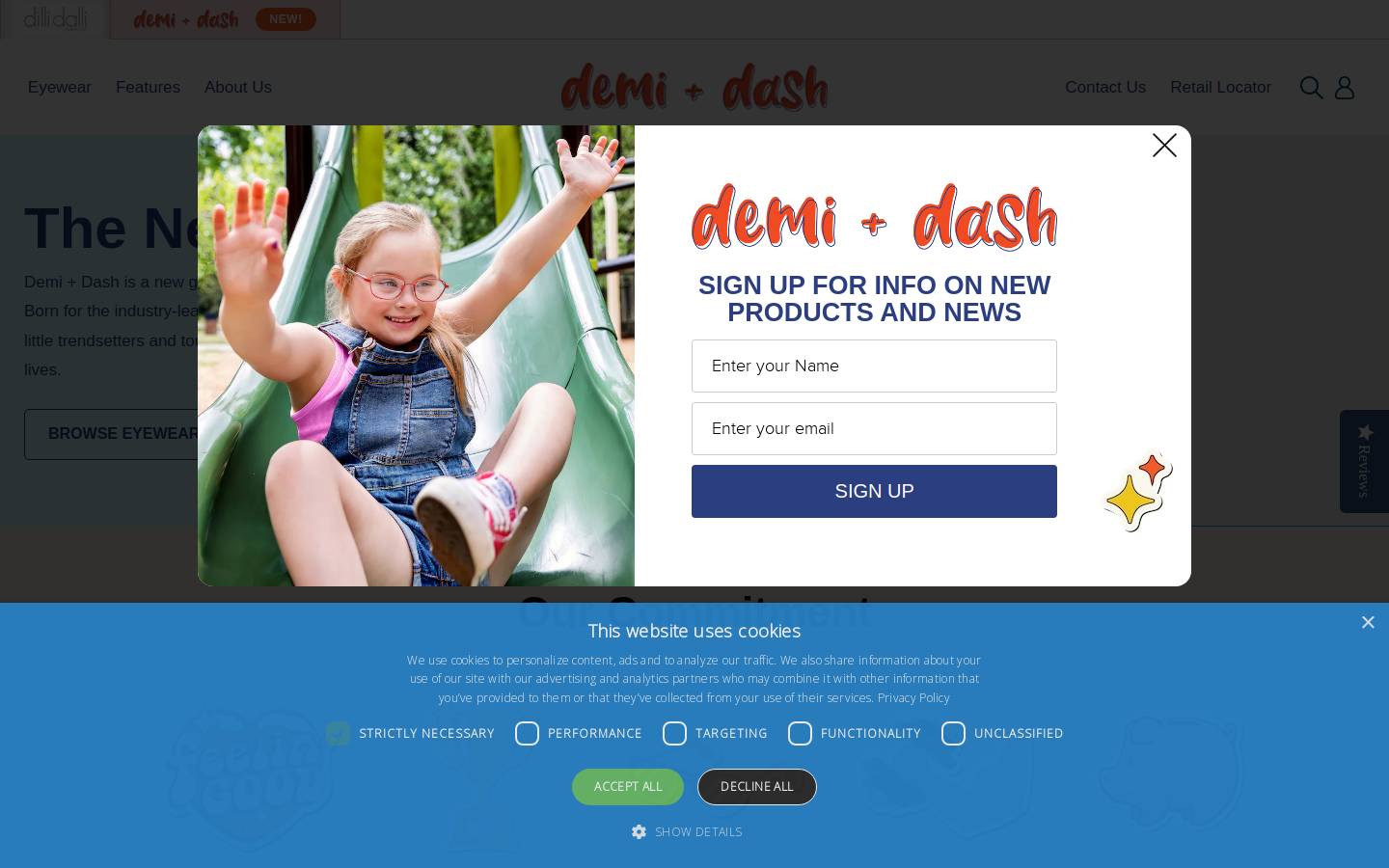 demidasheyewear.com homepage screenshot