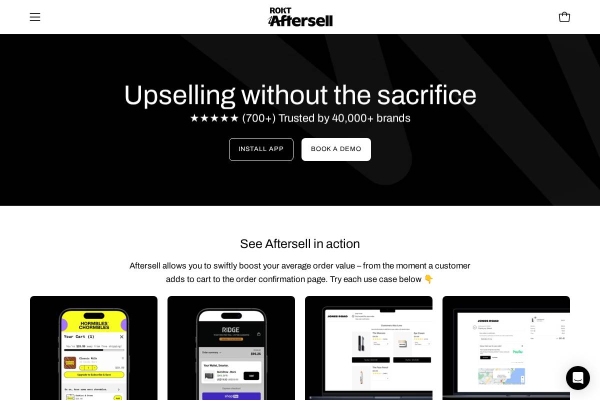 demo.aftersell.com homepage screenshot