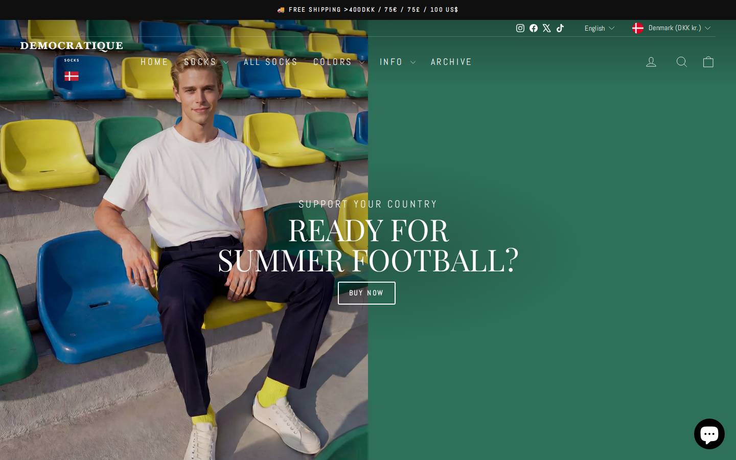 Democratique Socks homepage screenshot