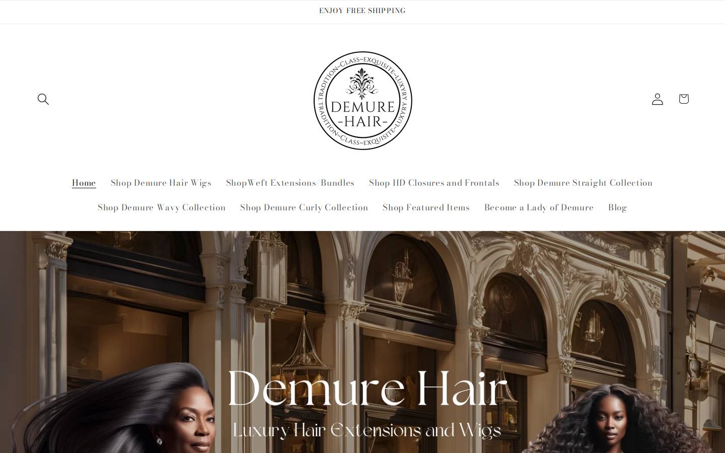 demurehair.com homepage screenshot