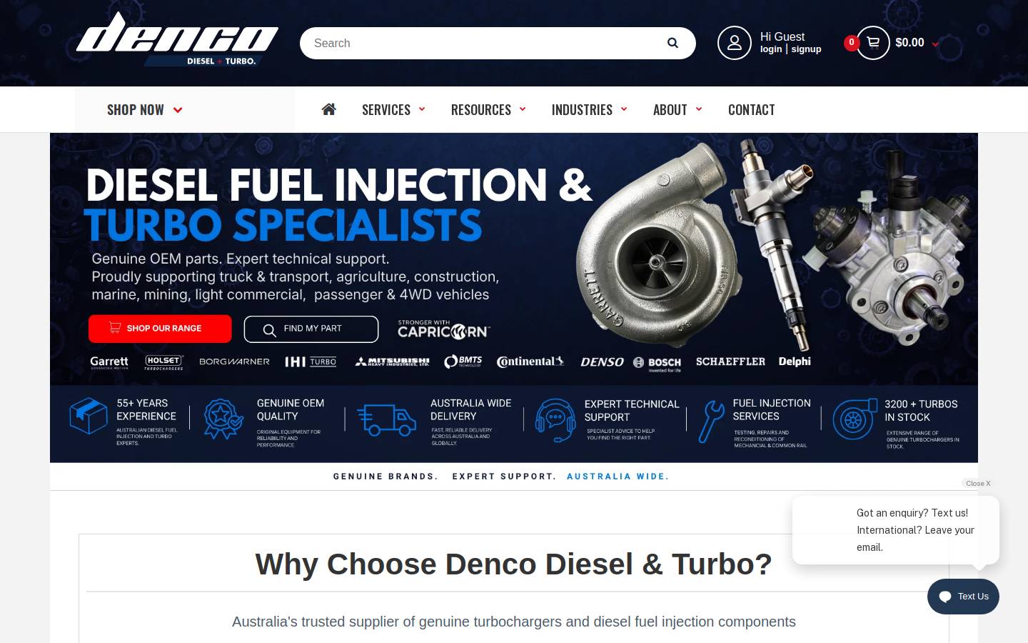 dencodiesel.com homepage screenshot