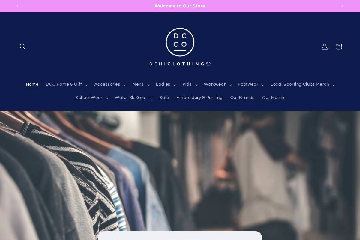 deniclothingco.com homepage screenshot