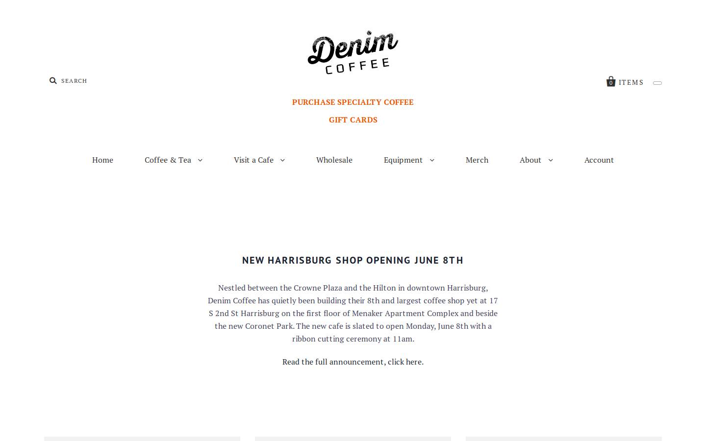 denimcoffee.net homepage screenshot