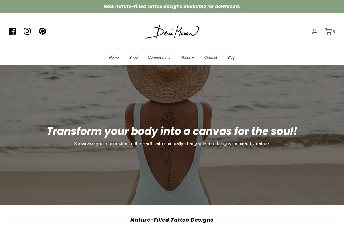 deniminarart.com homepage screenshot