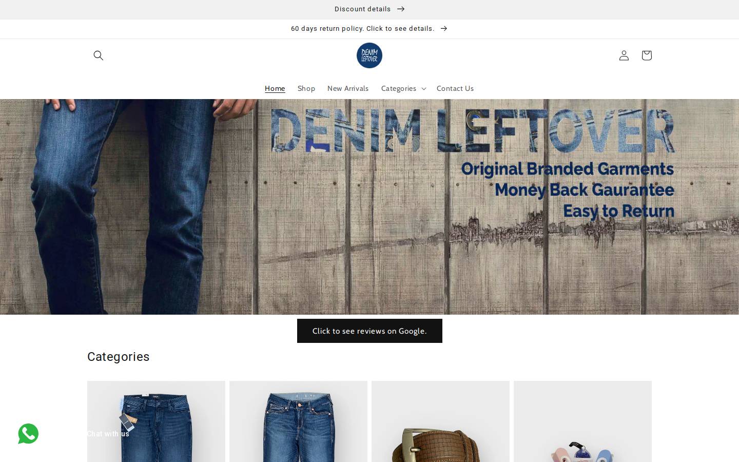 denimleftover.com homepage screenshot