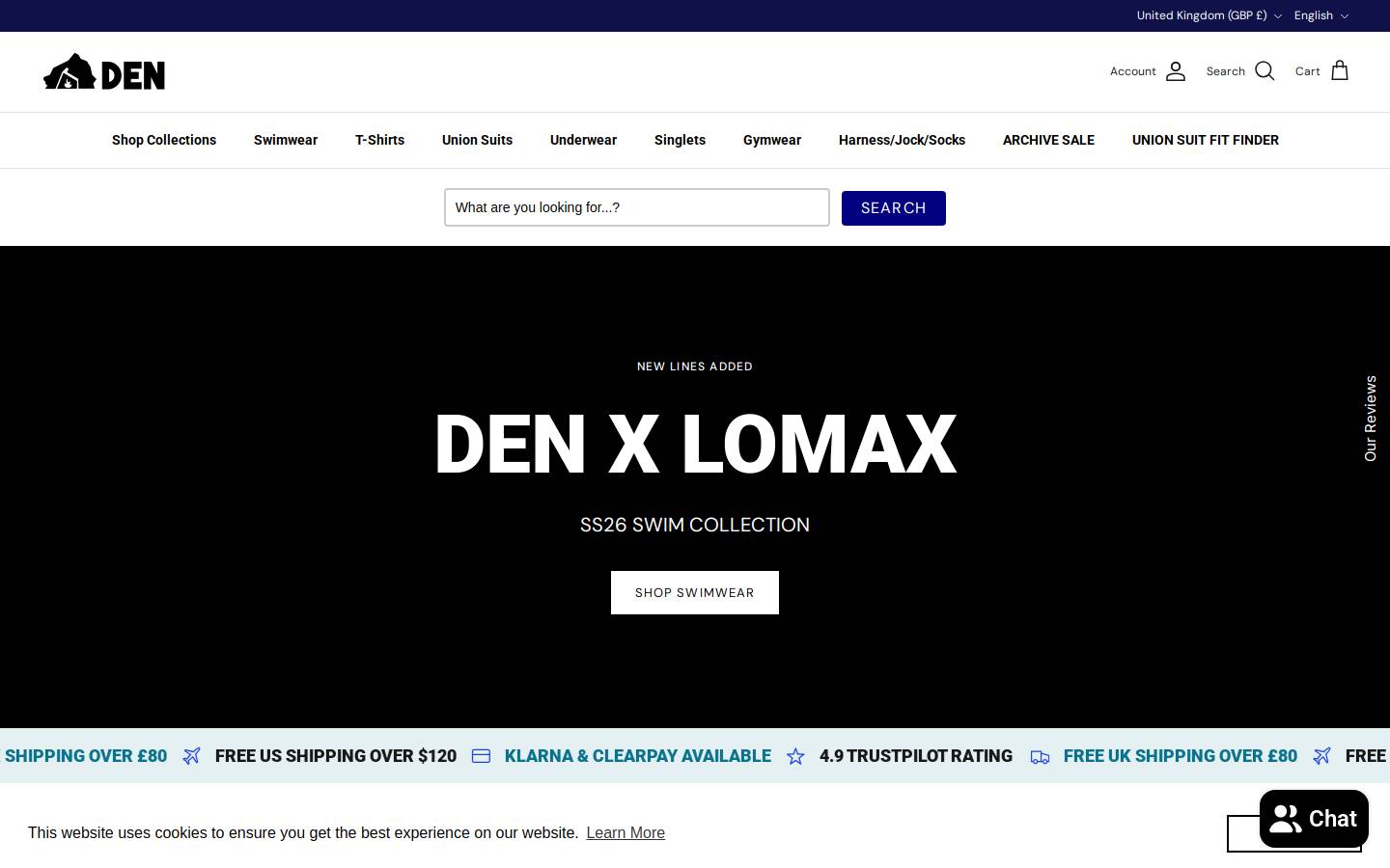 Denloungewear homepage screenshot