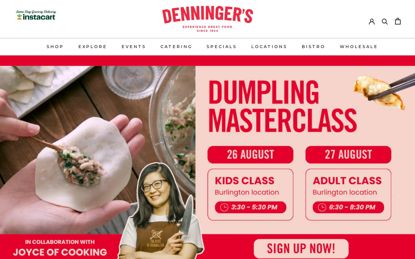 denningers.com homepage screenshot