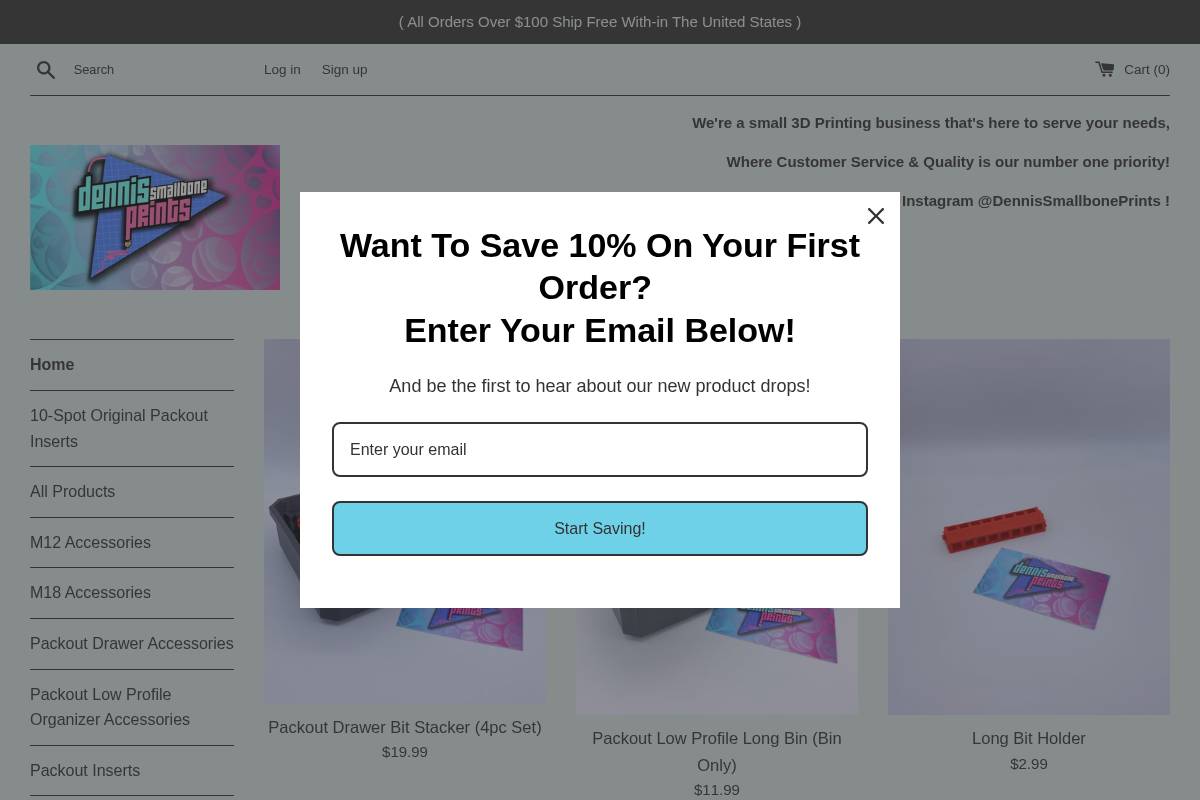dennissmallboneprints.com homepage screenshot