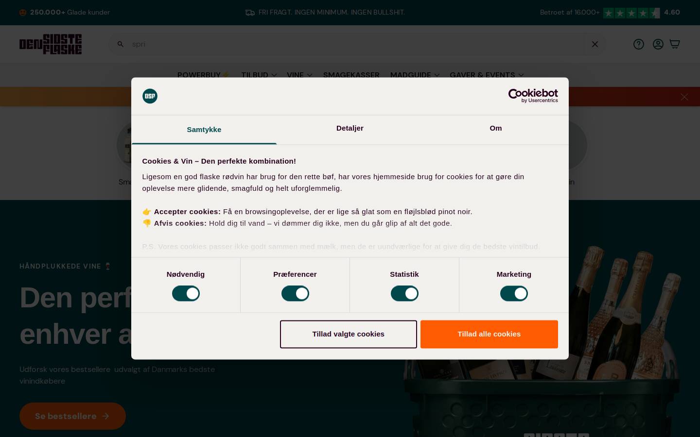 Den Sidste Flaske homepage screenshot