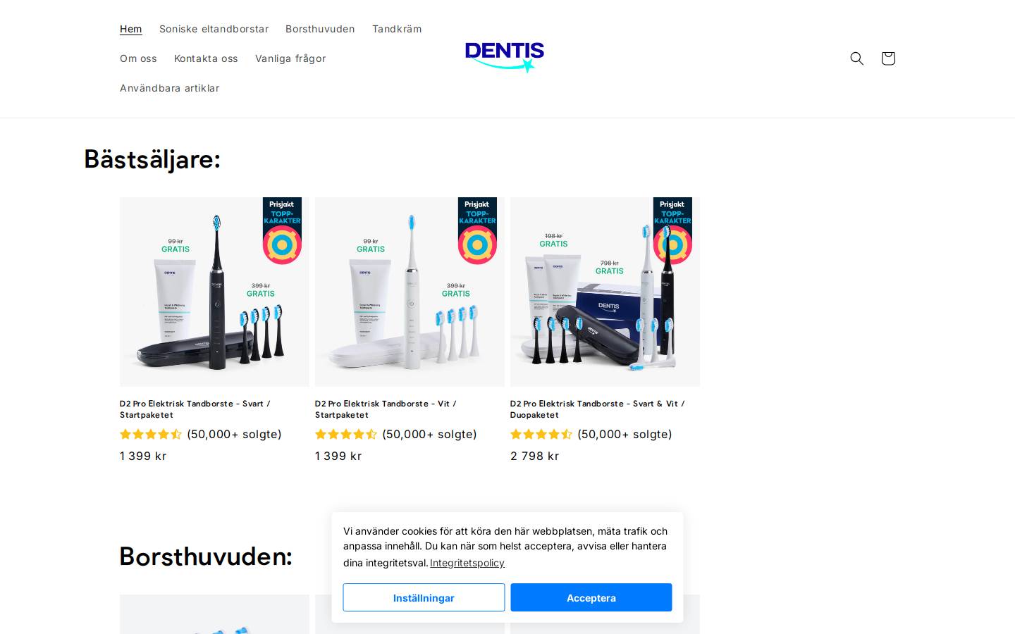 Dentis Oral Sverige homepage screenshot