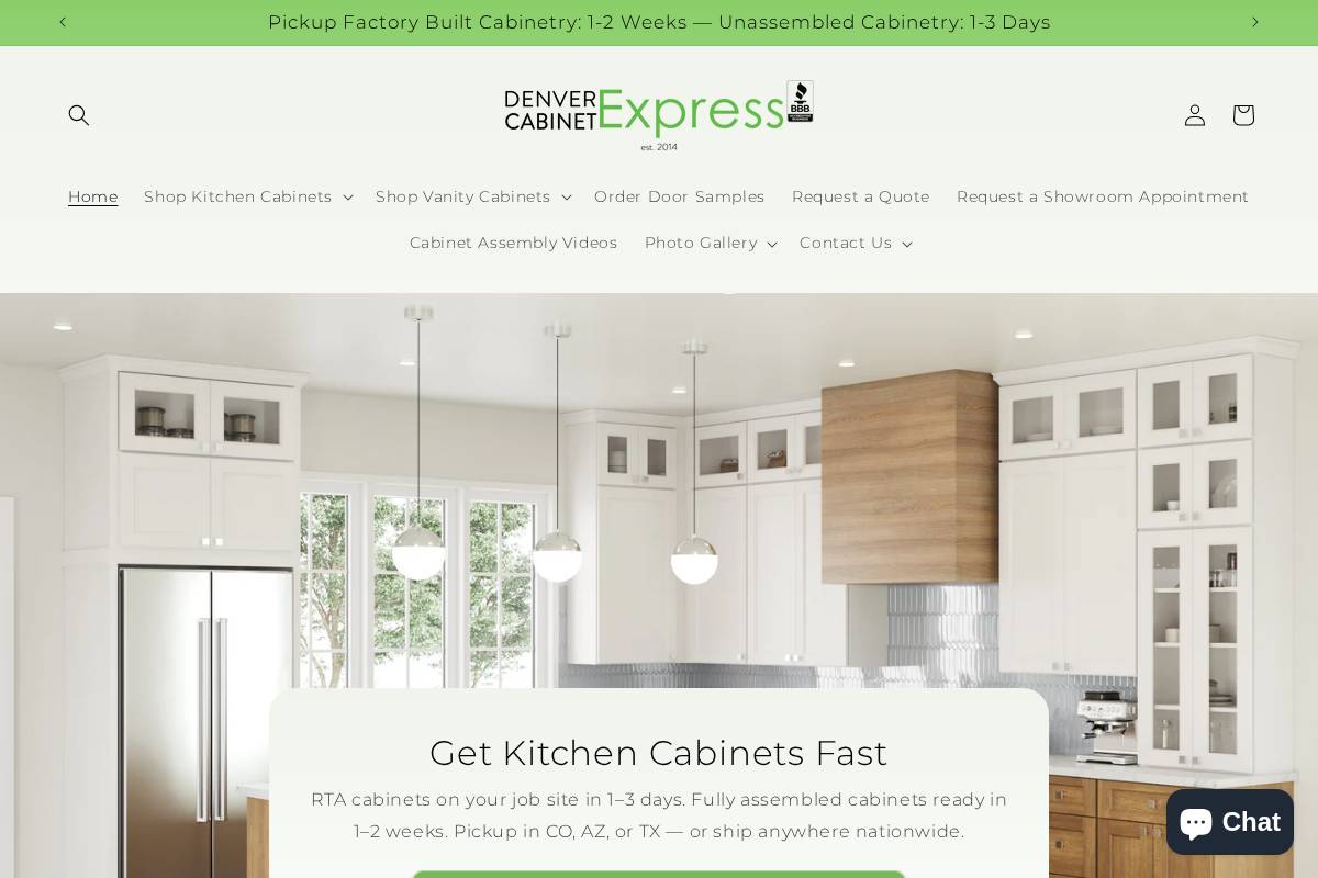 denvercabinetexpress.com homepage screenshot