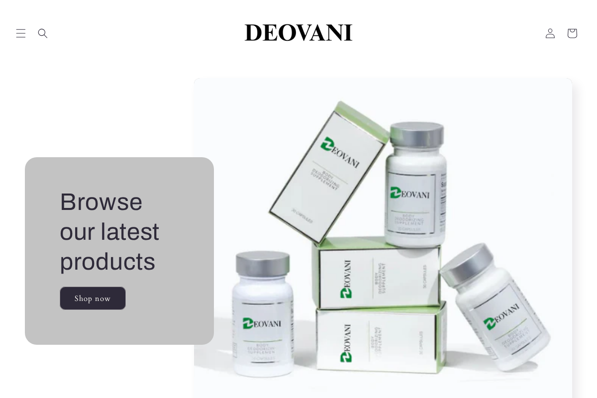 Deovani homepage screenshot