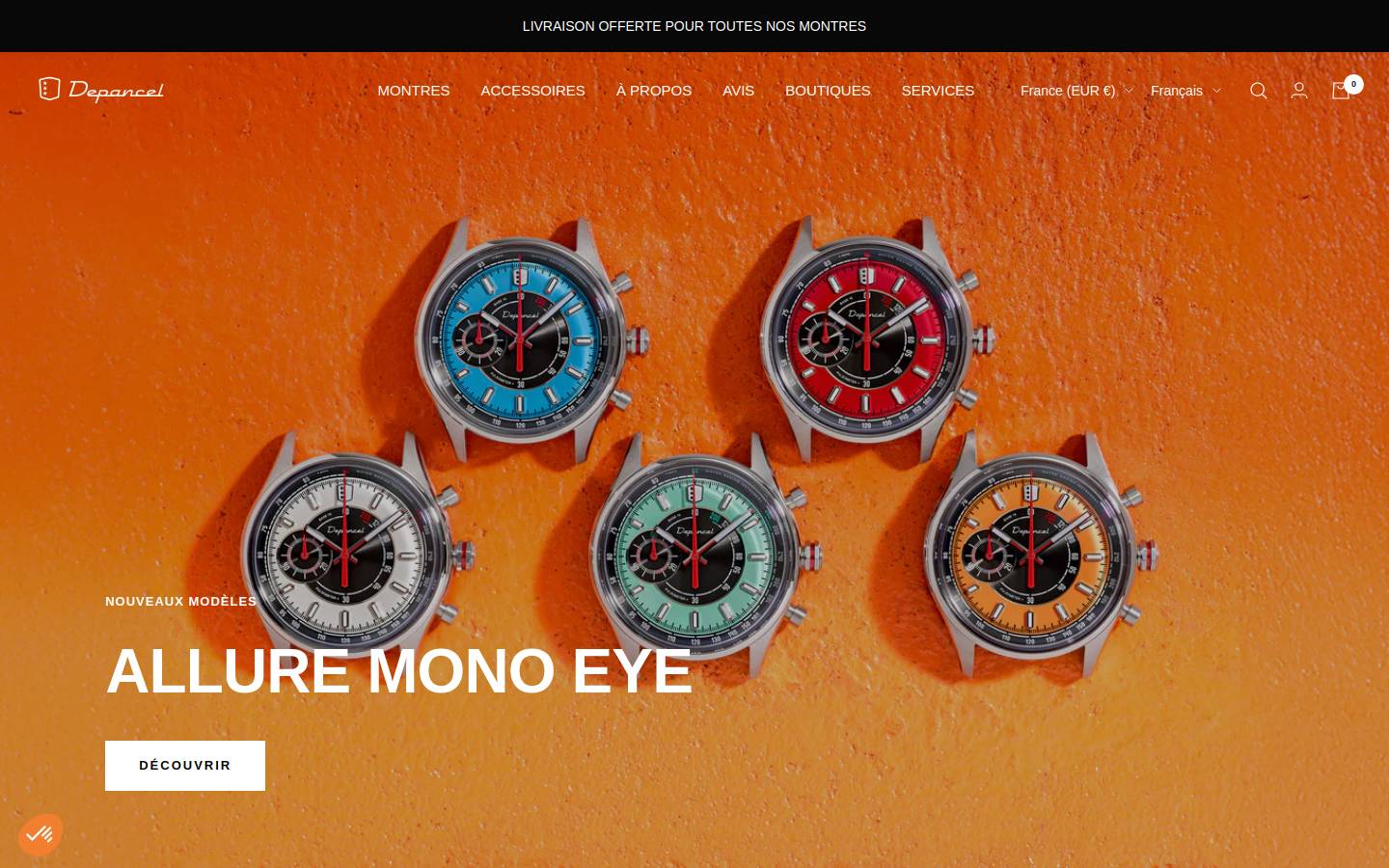Depancel homepage screenshot